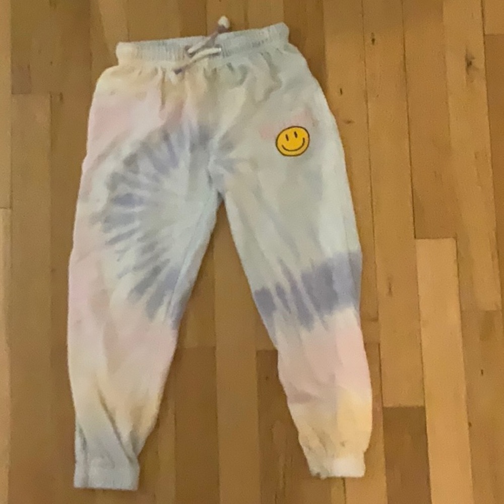 Kids Tie-Dye Joggers with Smiley Patch